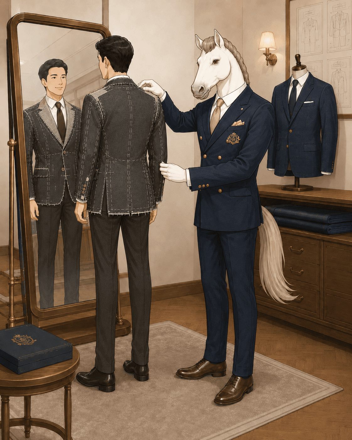 窦裁缝西服试身复核流程示意